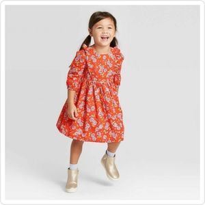 Baby Girl Orange Floral Dress